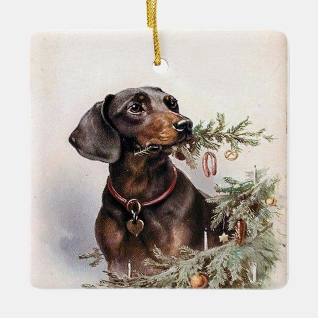 En Céramique Ornement Dachshund (Devant)