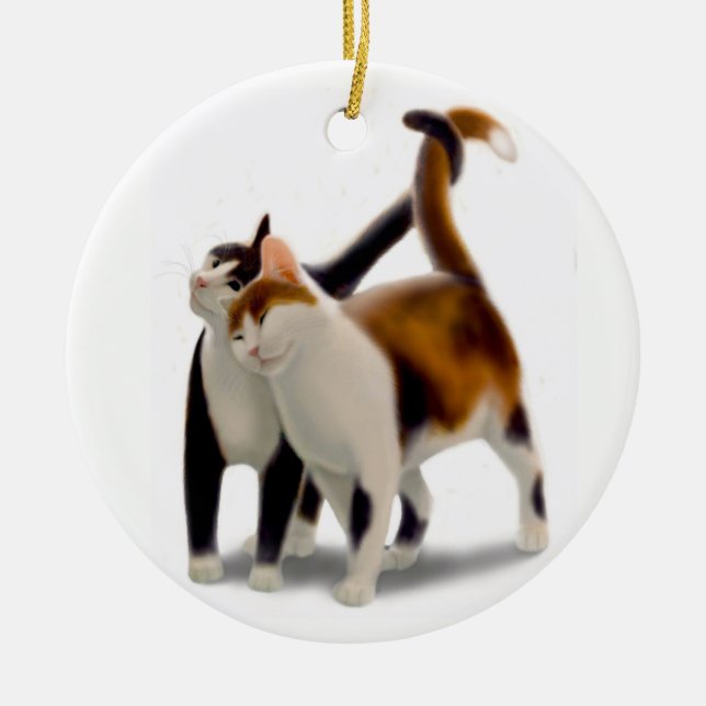 En Céramique Ornement d'amour de chat de Kitty (Devant)