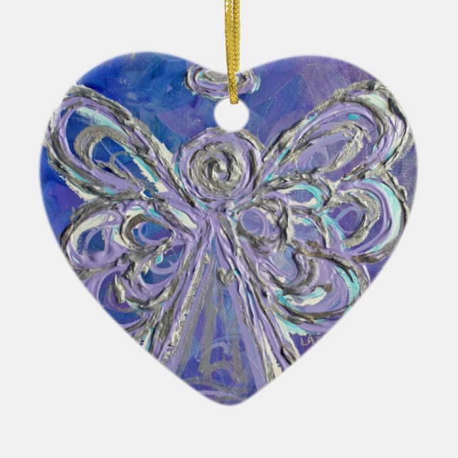 En Céramique Ornement d'ange d'argent pourpre (Devant)