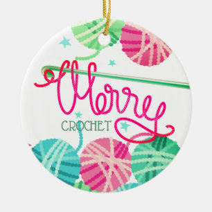 En Céramique Ornement d'arbre de fil de Joyeux Noël de crochet