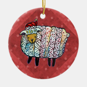 En Céramique Ornement d'arbre de moutons de Noël
