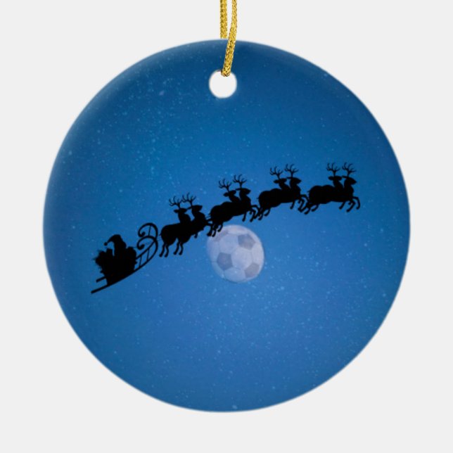 En Céramique Ornement d'arbre de Noël de thème du football (Devant)