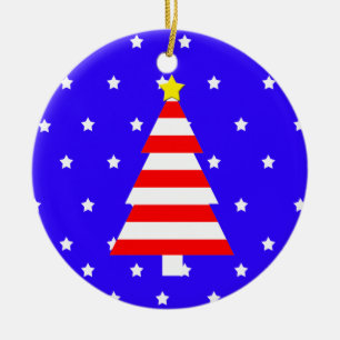 En Céramique Ornement d'arbre rayé de Noël patriotique américai