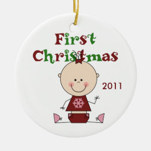 En Céramique Ornement daté de premier Noël de bébé