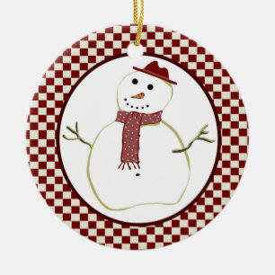 En Céramique Ornement de bonhomme de neige de pays