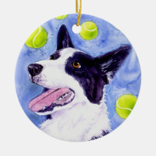 En Céramique Ornement de border collie - le "or de la pie "