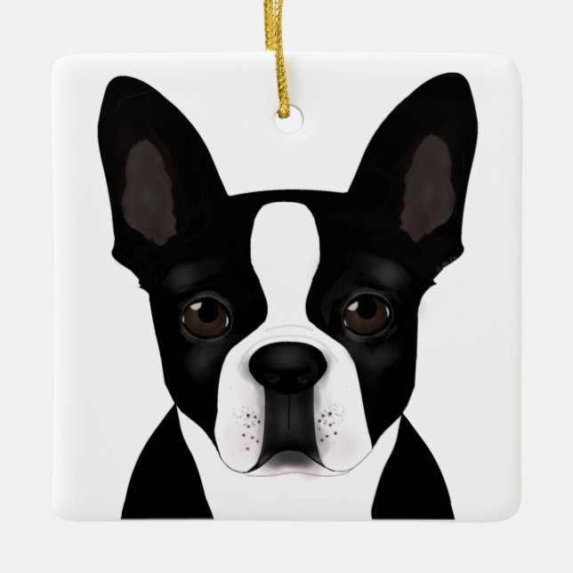 En Céramique Ornement de Boston Terrier (Devant)