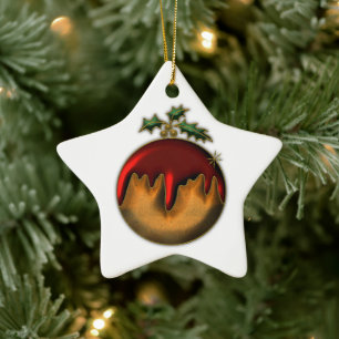 En Céramique Ornement de boudin de prune de Noël doré