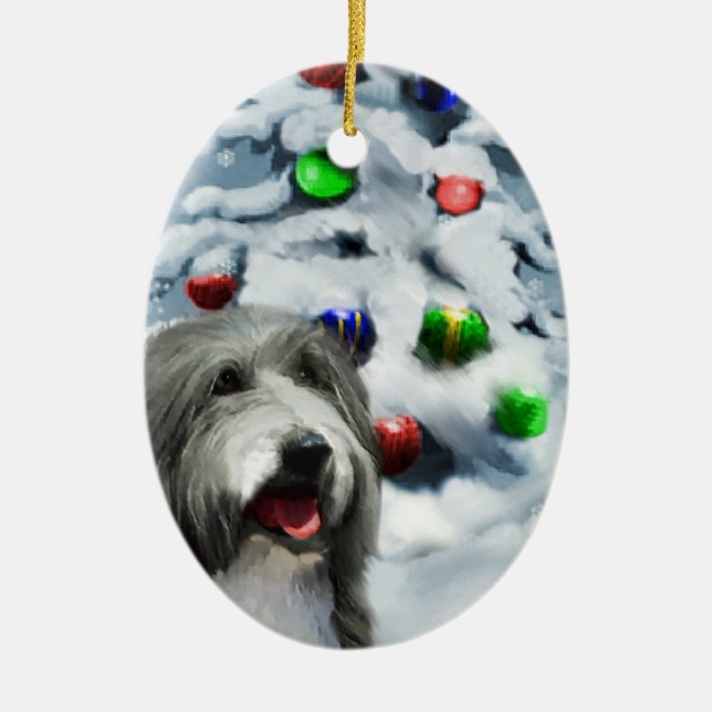 En Céramique Ornement de cadeaux de Noël Collie (Devant)