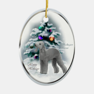 En Céramique Ornement de cadeaux de Noël de Bedlington Terrier