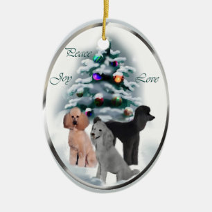 En Céramique Ornement de cadeaux de Noël de caniche