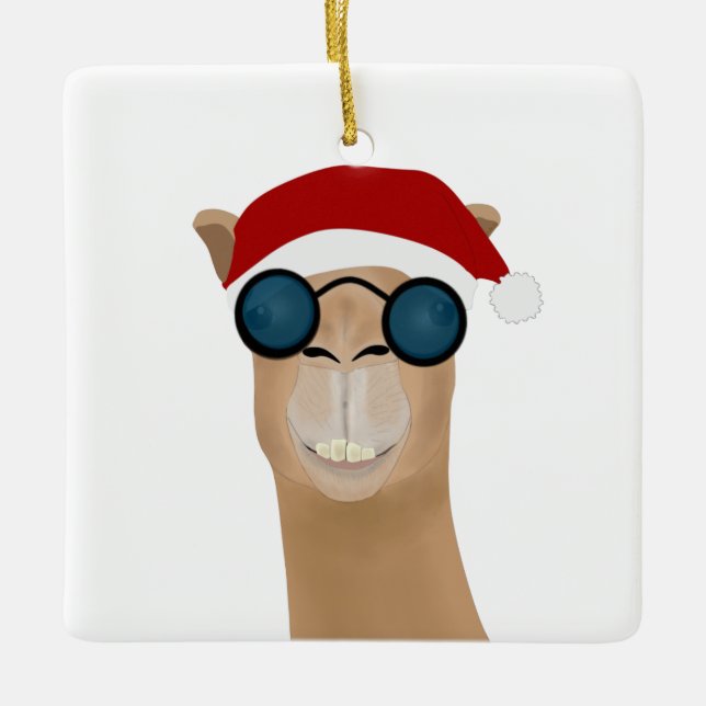 En Céramique Ornement de Camel Père Noël (Devant)
