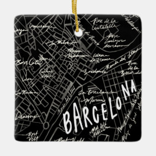 En Céramique Ornement de carte de Barcelone Espagne - style