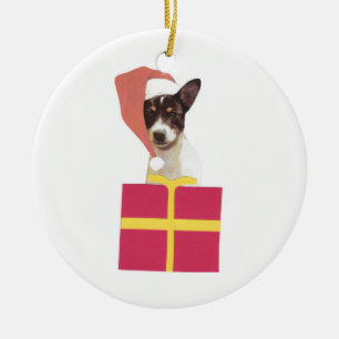 En Céramique Ornement de casquette de Fox Terrier Père Noël d
