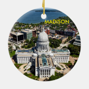 En Céramique Ornement de cercle de Madison le Wisconsin