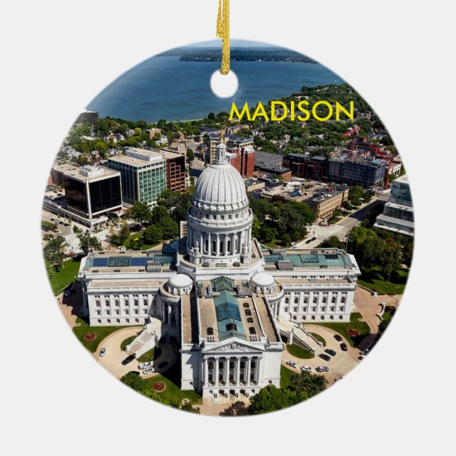 En Céramique Ornement de cercle de Madison le Wisconsin (Dos)