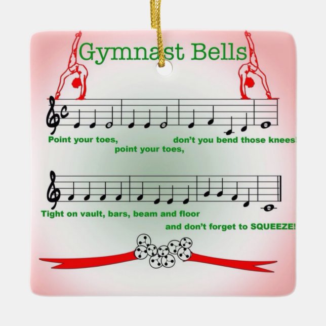 En Céramique Ornement de chanson de Jingle Bell de gymnastique (Devant)