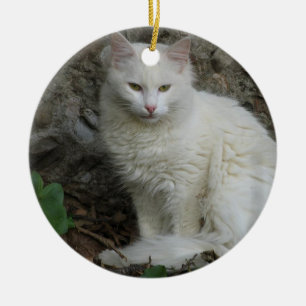 En Céramique Ornement de chat blanc