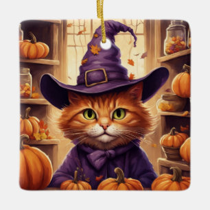 En Céramique ornement de chat d'Halloween