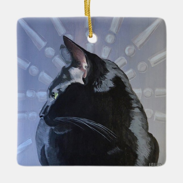 En Céramique Ornement de chat noir (Devant)