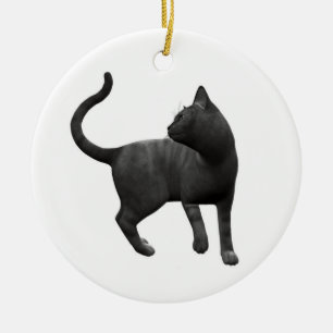 En Céramique Ornement de chat noir malicieux
