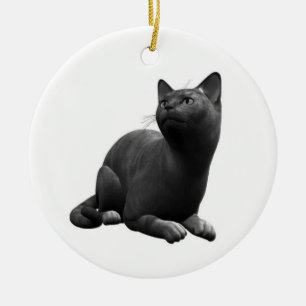 En Céramique Ornement de chat noir paisible