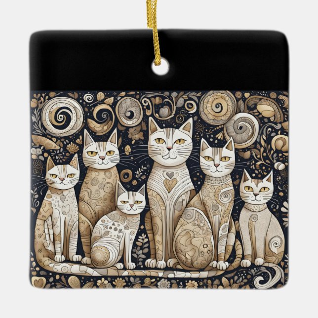 En Céramique ornement de chats apaisants (Devant)
