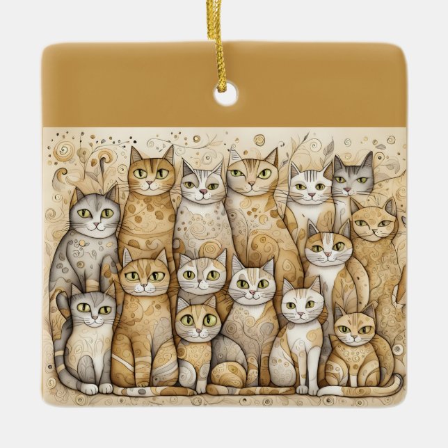En Céramique ornement de chats apaisants (Devant)