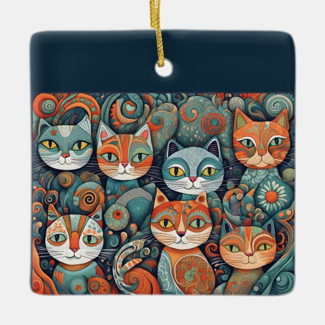En Céramique ornement de chats apaisants (Devant)