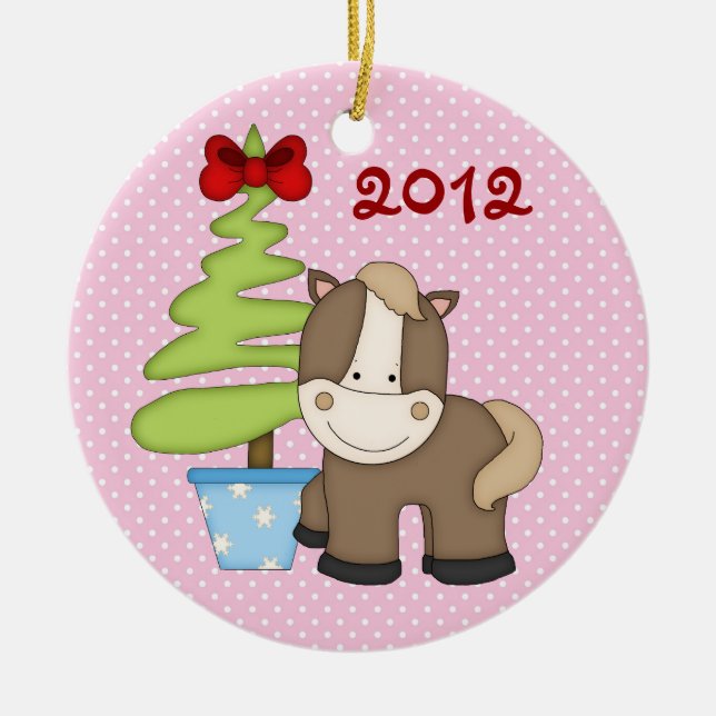 En Céramique Ornement de Cheval de Noël (Devant)