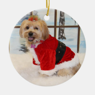 En Céramique Ornement de chien de Shih Tzu de Noël