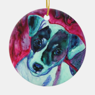 En Céramique Ornement de chiot de Jack Russell Terrier - "Julep