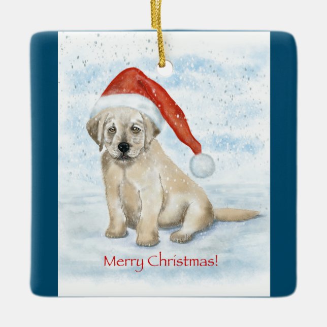 En Céramique Ornement de chiot de Noël (Devant)