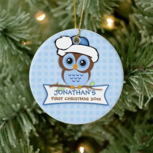 En Céramique Ornement de chouette pour le premier Noël de bébé