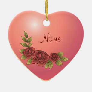 En Céramique Ornement de cœur à guirlande de roses
