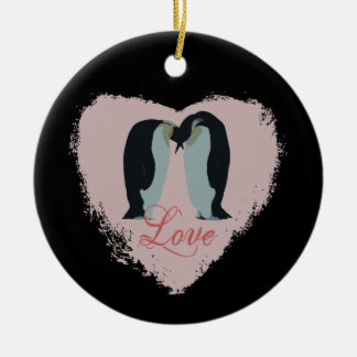 En Céramique Ornement de coeur d'amour de pingouin