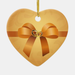 En Céramique Ornement de coeur d'anneaux de mariage