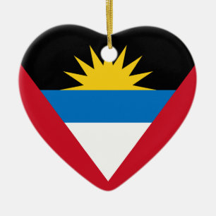 En Céramique Ornement de coeur de drapeau d'Antigua-et-Barbuda