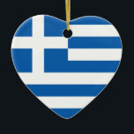 En Céramique Ornement de coeur de drapeau de la Grèce<br><div class="desc">Ornement de coeur avec le drapeau de la Grèce.</div>
