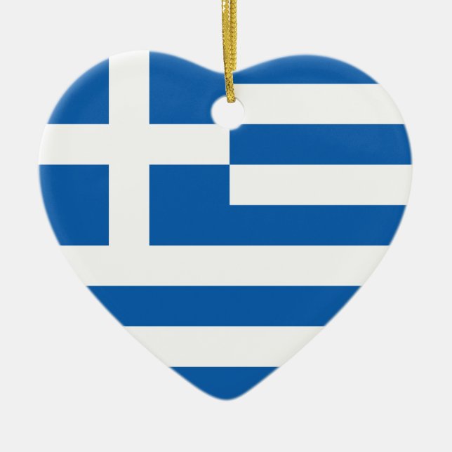 En Céramique Ornement de coeur de drapeau de la Grèce (Devant)
