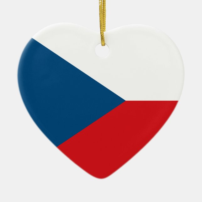 En Céramique Ornement de coeur de drapeau de République Tchèque (Devant)