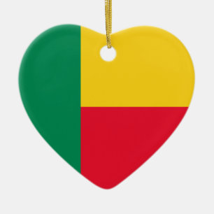 En Céramique Ornement de coeur de drapeau du Bénin