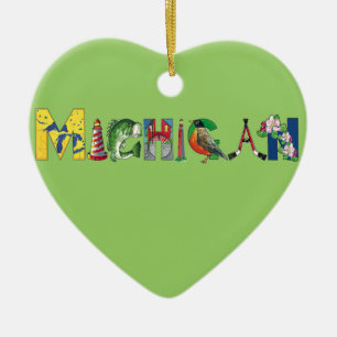 En Céramique Ornement de coeur du Michigan