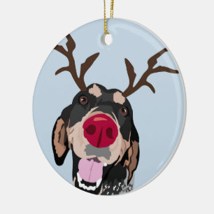 En Céramique Ornement de Coonhound de Rudolph Bluetick