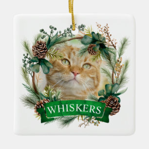 En Céramique Ornement de couronne de Noël pour chat