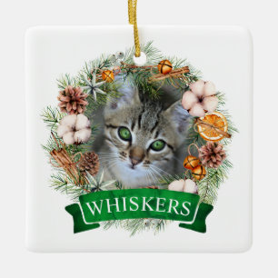 En Céramique Ornement de couronne de Noël pour chat