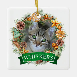 En Céramique Ornement de couronne de Noël pour chat