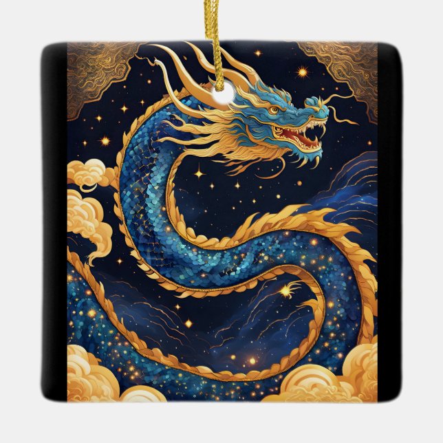 En Céramique ornement de dragon chinois (Devant)
