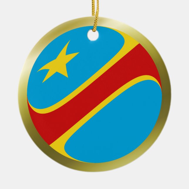 En Céramique Ornement de drapeau du Congo-Kinshasa (Devant)