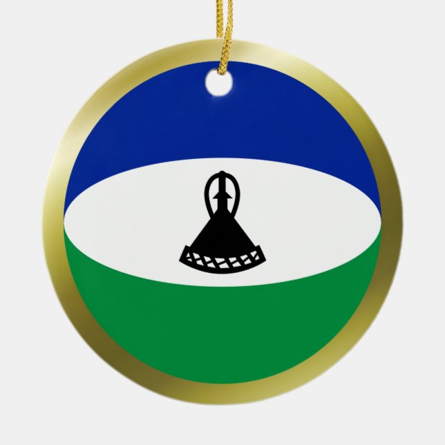 En Céramique Ornement de drapeau du Lesotho (Devant)